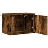 vidaXL Wall-mounted Bedside Cabinet with LED Lights Smoked Oak