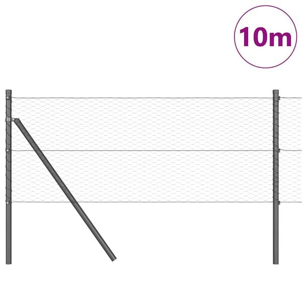 vidaXL Fence Post Grey 10 x 0.6 m (25 mm mesh) Steel and PVC