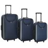 vidaXL Soft Case Trolleys 3 pcs Navy Oxford Fabric