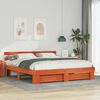 vidaXL Bed Frame with Headboard Brown 180 x 200 cm Solid Pine Wood