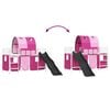 vidaXL Kids'Loft Bed Frame with Curtains, Arch, Slide White and Pink