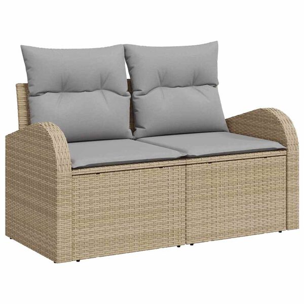 vidaXL Garden Sofa Beige 124 x 62 x 69cm Poly Rattan