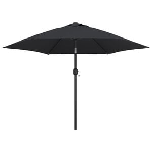 vidaXL Garden Parasol with LED Lights and Steel Pole 300 cm Black