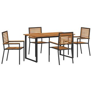 vidaXL Garden Dining Set 5 pcs Black Solid Acacia Wood