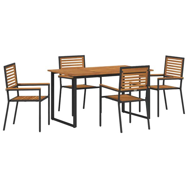 vidaXL Garden Dining Set 5 pcs Black Solid Acacia Wood