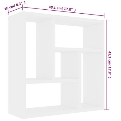 vidaXL Wall Shelf White 45.1x16x45.1 cm Engineered Wood