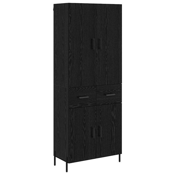 vidaXL Highboard Black Oak 69.5 x 34 x 180 cm Engineered Wood