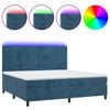 vidaXL Box Spring Bed with Mattress&LED Dark Blue 200x200 cm Velvet