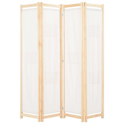 vidaXL 4-Panel Room Divider Cream 160x170x4 cm Fabric