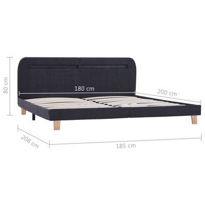 vidaXL Bed Frame with LED Dark Grey Fabric 180x200 cm Super King