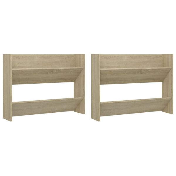 vidaXL Wall Shoe Cabinets 2 pcs Sonoma Oak 80x18x60cm Engineered Wood