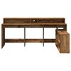 vidaXL Desk with LED Lights Old Wood 200x104x91 cm Engineered Wood