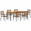 vidaXL Garden Dining Set 7 pcs Black Poly Rattan