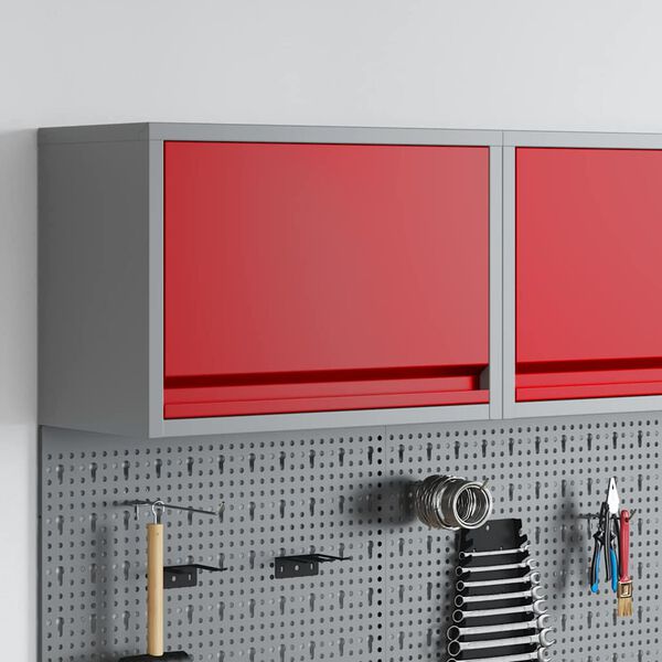 vidaXL Tool Cabinet with Storage Red and Grey 50 x 25 x 35 cm