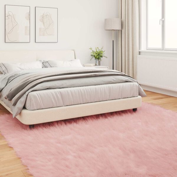 vidaXL Faux Sheepskin Rug Tafalla Pink 240 x 240 cm Polyester