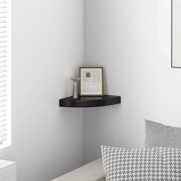 vidaXL Floating Corner Shelf High Gloss Black 25x25x3.8 cm MDF