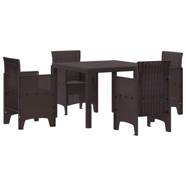 vidaXL Garden Dining Set 5 pcs Brown Polypropylene