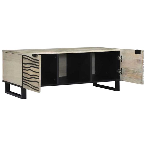 vidaXL Coffee Table Beige and Black 100 x 54 x 40 cm Solid Acacia wood