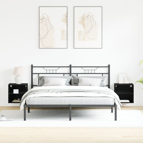 vidaXL Floating Shelf 2 pcs Black 40 x 28.5 x 40 cm Engineered Wood