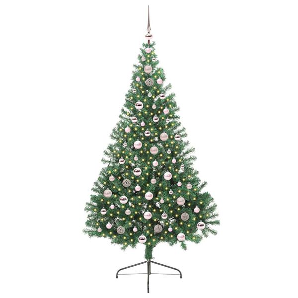 vidaXL Artificial Pre-lit Christmas Tree Green 210 cm PVC