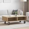 vidaXL Side Table with Wheels Sonoma Oak 90 x 50 x 30 cm