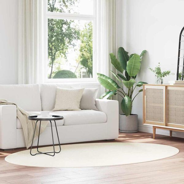 vidaXL Area Rugs Oval HUARTE Cream 160 x 230 cm 100% Polyester