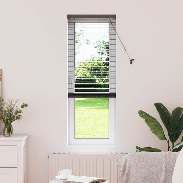 vidaXL Window Blind with Curtains Manual Black Aluminium
