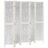 vidaXL Room Divider 5 Panels White Solid Wood Paulownia