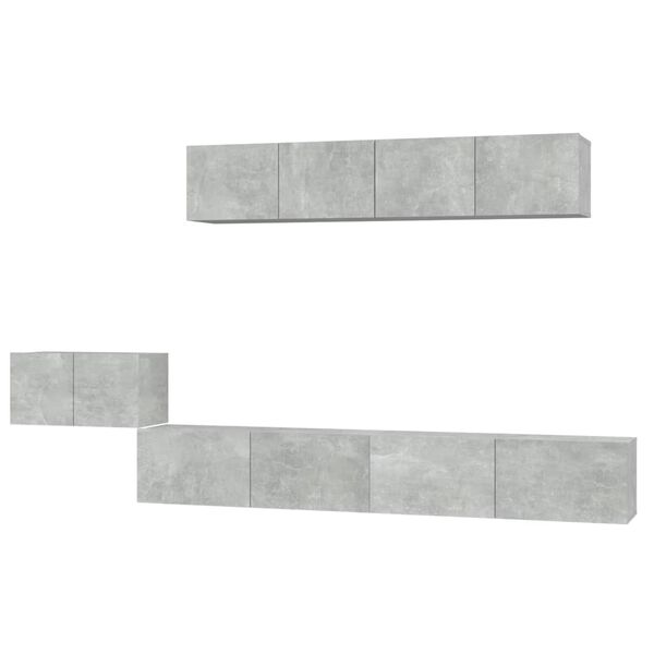 vidaXL 5 Piece TV Cabinet Set Concrete Grey Engineered Wood
