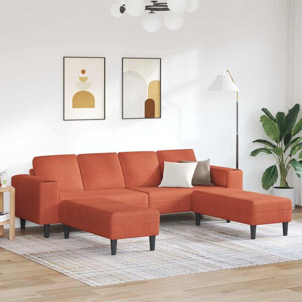 vidaXL Fabric Sofa with Cushion Red Orange 208 cm Corduroy fabric