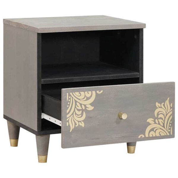 vidaXL Bedside Cabinet Grey 40 x 33 x 46 cm Solid Mango Wood