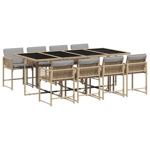 vidaXL Garden Dining Set | Mix beige, Light grey, Black