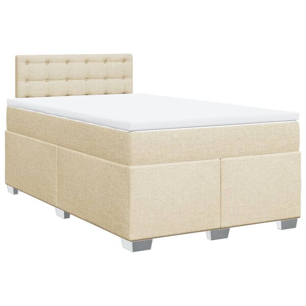 vidaXL Box Spring Bed with Mattress Cream 120x190 cm Fabric