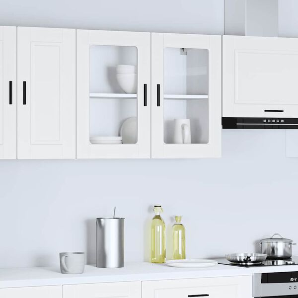 vidaXL Kitchen Wall Cabinet with Glass Door Porto White
