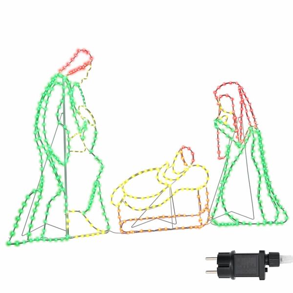 vidaXL Lighted Nativity Scene Multicolour 112 x 72 cm PVC