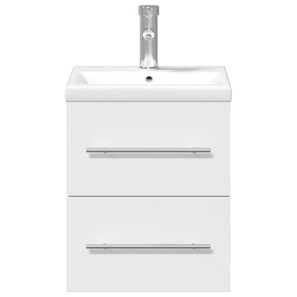 vidaXL Bathroom Sink Cabinet with Built-in Basin White