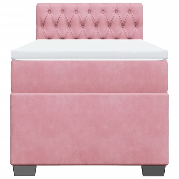 vidaXL Box Spring Bed with Mattress Pink 90x190 cm Velvet