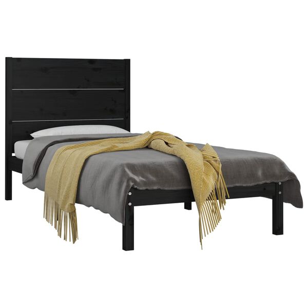 vidaXL Bed Frame without Mattress Black 100x200 cm Solid Wood Pine