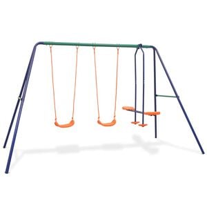 vidaXL Swing Set | Blue | Steel and Plastic | Ages 3-10 | Durable | Swing Set