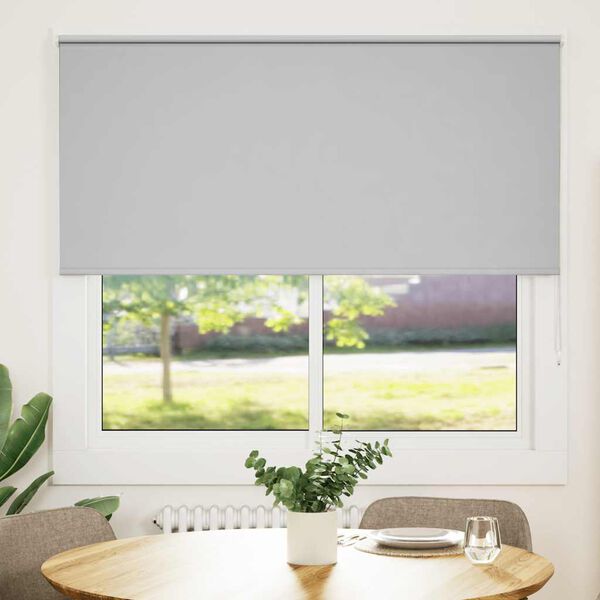 vidaXL Roller Blind Blackout Light Grey 145x130 cm Fabric Width 141.6 cm Polyester