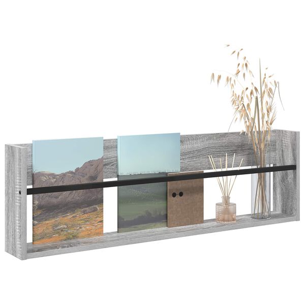 vidaXL Magazine Rack Grey Sonoma 100 x 12 x 30 cm Engineered Wood