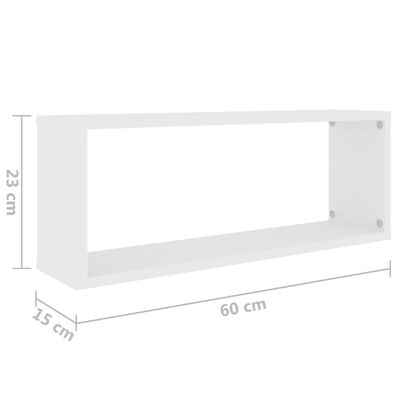 vidaXL Wall Cube Shelf 6 pcs White 60x15x23 cm Engineered Wood