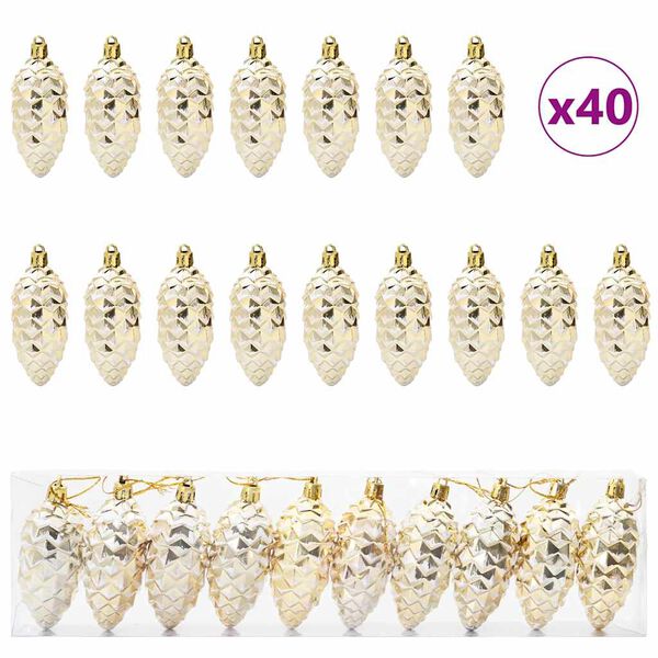 vidaXL Christmas Pine Cone Ball 40 pcs Gold