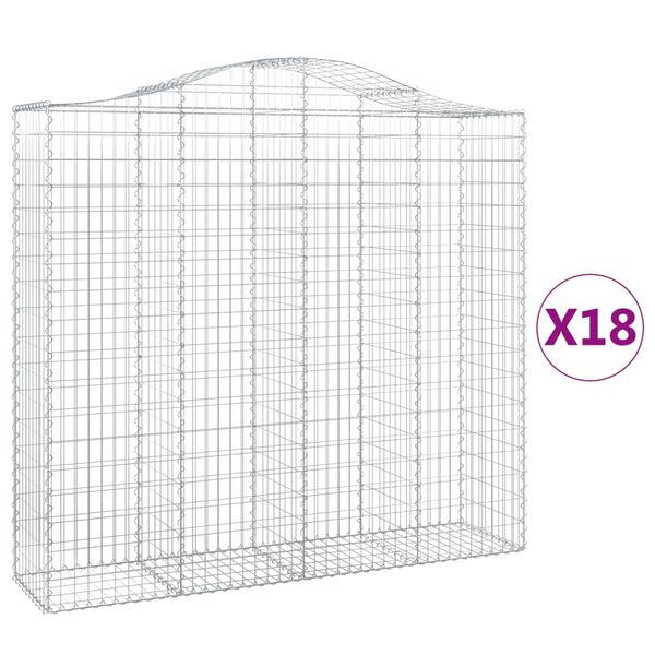 vidaXL Arched Gabion Baskets 18 pcs 200x50x180/200 cm Galvanised Iron