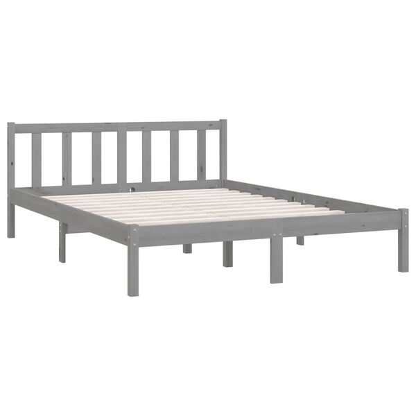 vidaXL Bed Frame without Mattress Grey Solid Wood 140x200 cm