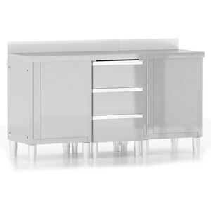 vidaXL Commercial Kitchen Cabinets 3 pcs Stainless Steel