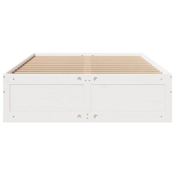 vidaXL Bed Frame without Mattress with Drawers White 150x200 cm King Size Solid Wood Pine