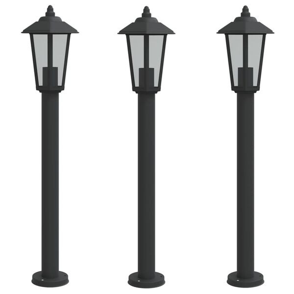 vidaXL Outdoor Floor Lamps 3pcs Black 80 cm Stainless Steel