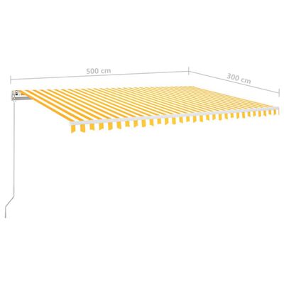 vidaXL Automatic Awning with LED&Wind Sensor 500x300 cm Yellow/White