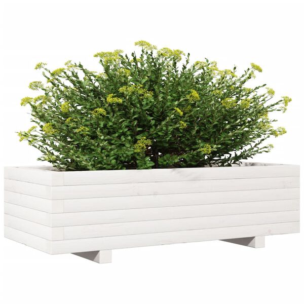 vidaXL Garden Planter White 90x40x26.5 cm Solid Wood Pine